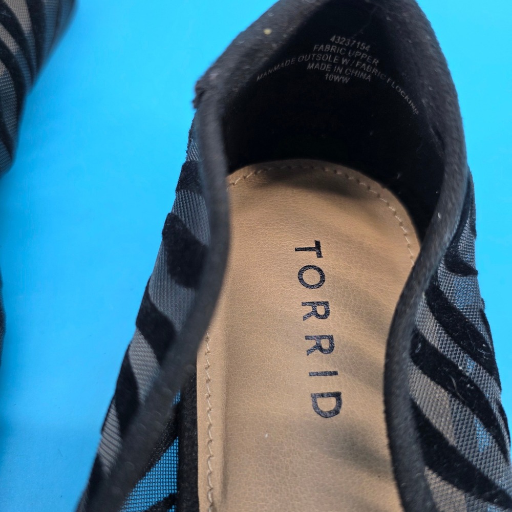Torrid Black Zebra Mesh Flocked Pointed Toe Ballet Flats 10WW 43237154 - Picture 13 of 13